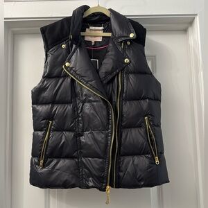 Juicy Couture Moto Puffer Vest with Gold Accents